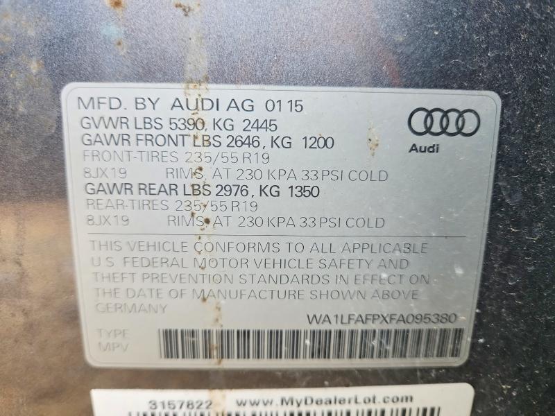 Продажа на аукционе авто 2015 Audi Q5, vin: WA1LFAFPXFA095380, номер лота: 52970836