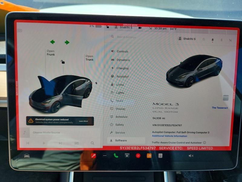 54870246 :رقم المزاد ، 5YJ3E1EB2LF534797 vin ، 2020 Tesla Model 3 مزاد بيع