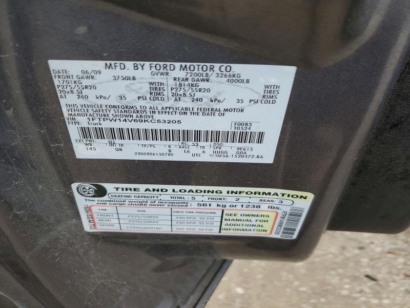 54632806 :رقم المزاد ، 1FTPW14V69KC53205 vin ، 2009 Ford F150 مزاد بيع