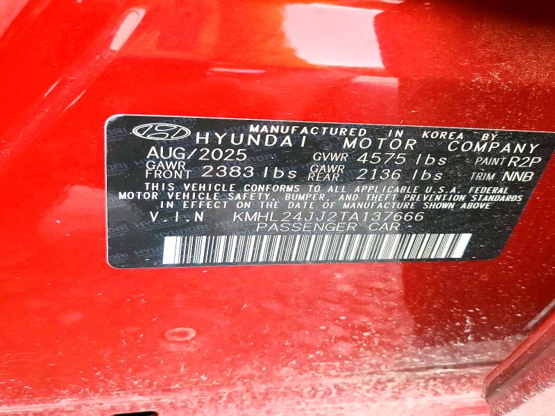 Продажа на аукционе авто 2026 Hyundai Sonata Hybrid, vin: KMHL24JJ2TA137666, номер лота: 54789946