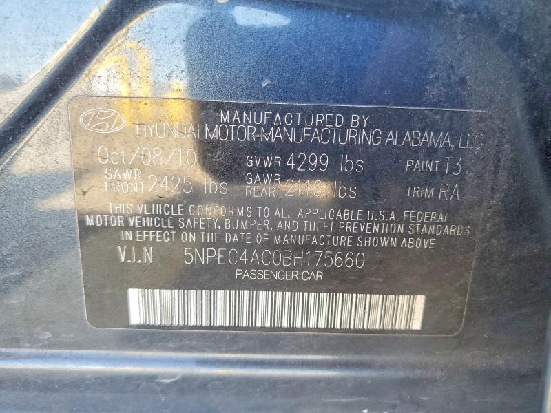 2011 Hyundai Sonata მანქანა იყიდება აუქციონზე, vin: 5NPEC4AC0BH175660, აუქციონის ნომერი: 54175616