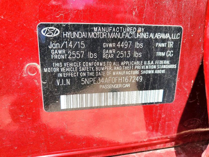 2015 Hyundai Sonata მანქანა იყიდება აუქციონზე, vin: 5NPE34AF0FH167249, აუქციონის ნომერი: 53812106