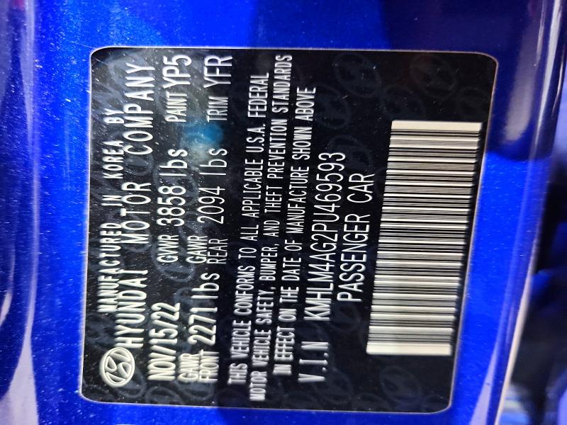 Auction sale of the 2023 Hyundai Elantra, vin: KMHLM4AG2PU469593, lot number: 52356036