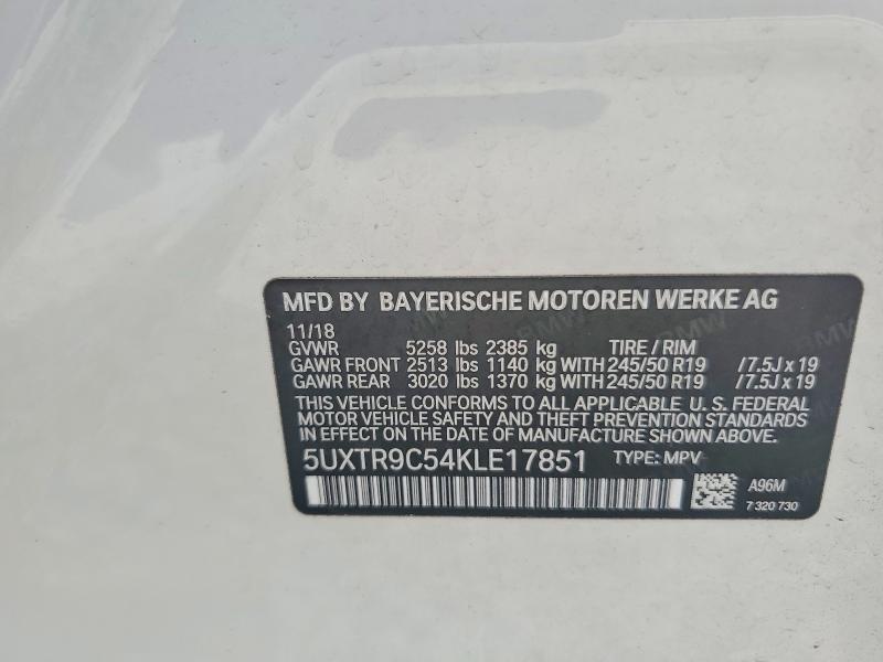 Продаж на аукціоні авто 2019 Bmw X3, vin: 5UXTR9C54KLE17851, номер лоту: 54458386