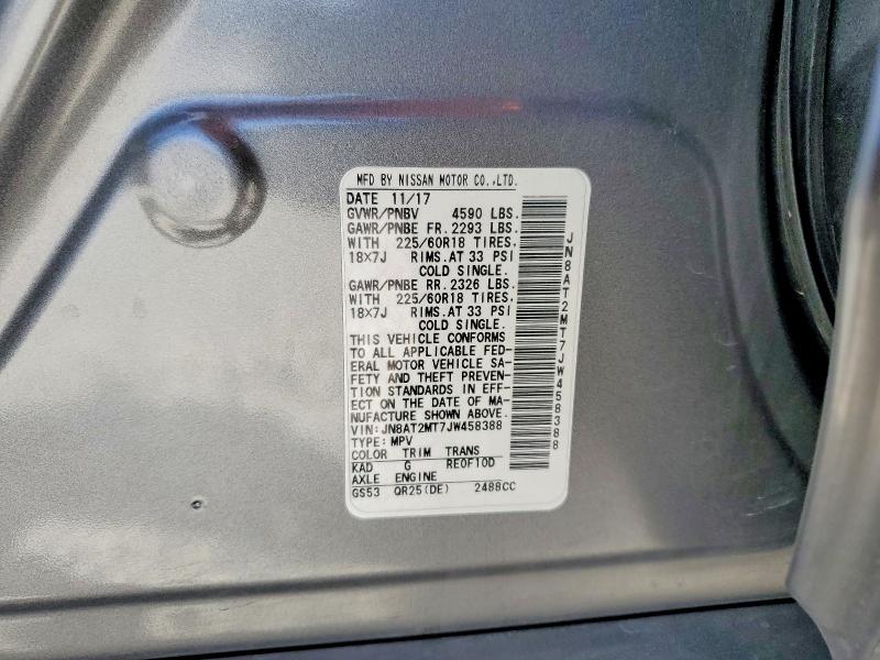 54992406 :رقم المزاد ، JN8AT2MT7JW458388 vin ، 2018 Nissan Rogue مزاد بيع