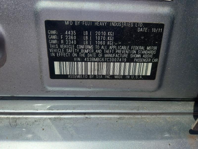 Продажа на аукционе авто 2012 Subaru Legacy, vin: 4S3BMBG67C3007419, номер лота: 51246006