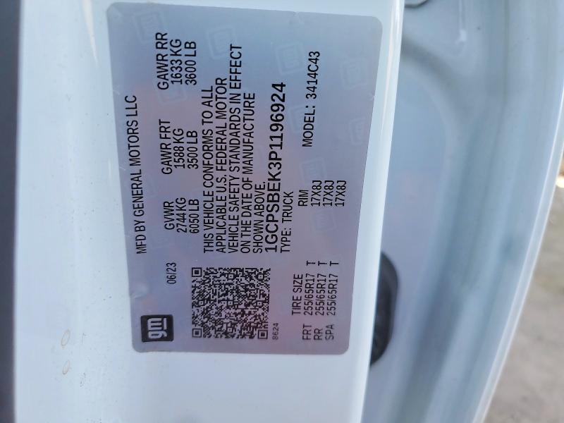 Aukcja sprzedaży 2023 Chevrolet Colorado, vin: 1GCPSBEK3P1196924, numer aukcji: 54417446