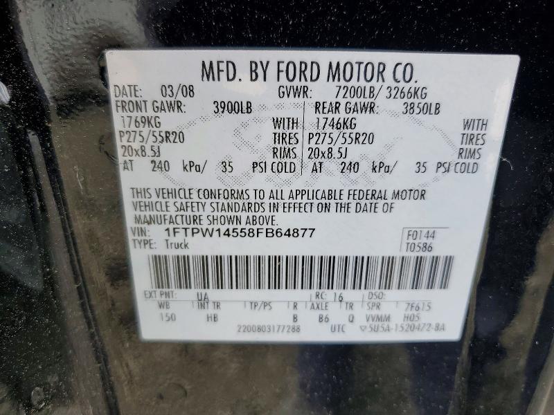 Aukcja sprzedaży 2008 Ford F150, vin: 1FTPW14558FB64877, numer aukcji: 53942196