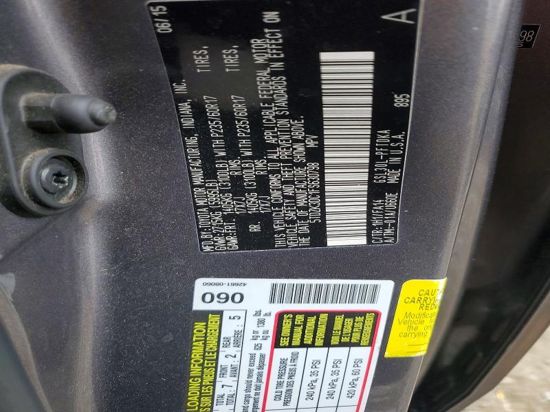 Продажа на аукционе авто 2015 Toyota Sienna, vin: 5TDZK3DC1FS630798, номер лота: 52478766