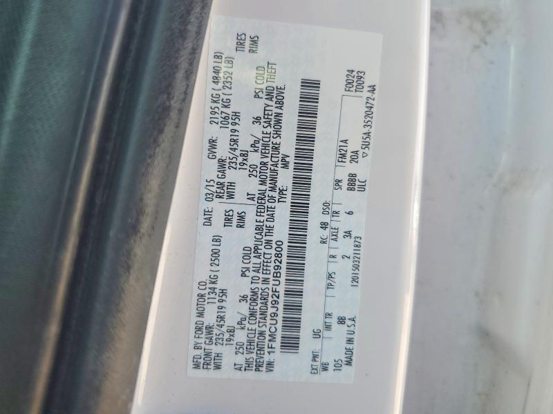Aukcja sprzedaży 2015 Ford Escape, vin: 1FMCU9J92FUB92800, numer aukcji: 55135086