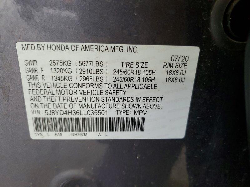 Aukcja sprzedaży 2020 Acura Mdx, vin: 5J8YD4H36LL035501, numer aukcji: 52263316