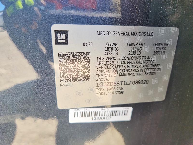 2020 Chevrolet Malibu მანქანა იყიდება აუქციონზე, vin: 1G1ZD5ST1LF088020, აუქციონის ნომერი: 52500946