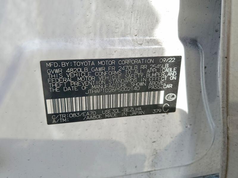 Aukcja sprzedaży 2023 Lexus Is 500, vin: JTHAP1D26P5002140, numer aukcji: 52223516