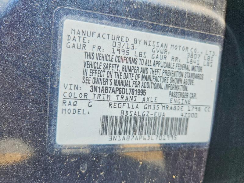 Продажа на аукционе авто 2013 Nissan Sentra, vin: 3N1AB7AP6DL701995, номер лота: 52329836