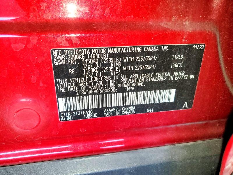 Продаж на аукціоні авто 2024 Toyota Rav4, vin: 2T3W1RFV0RW309006, номер лоту: 52937866