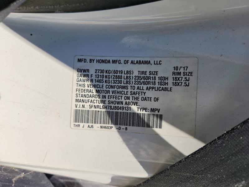 Aukcja sprzedaży 2018 Honda Odyssey, vin: 5FNRL6H78JB049131, numer aukcji: 54008436