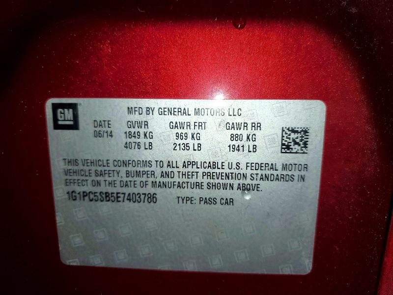 Aukcja sprzedaży 2014 Chevrolet Cruze, vin: 1G1PC5SB5E7403786, numer aukcji: 54308686