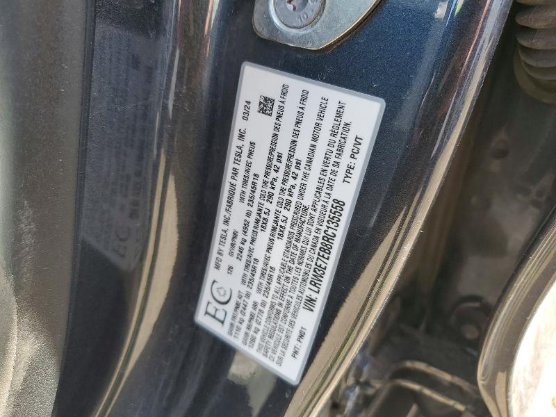 Продажа на аукционе авто 2024 Tesla Model 3, vin: LRW3E7EB8RC135558, номер лота: 52233736