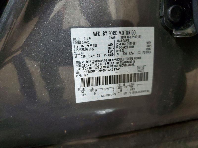 Aukcja sprzedaży 2024 Ford Explorer, vin: 1FMSK8DH6RGA21341, numer aukcji: 55139996
