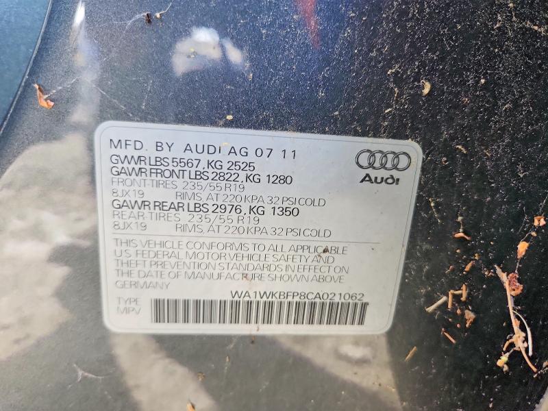 52288446 :رقم المزاد ، WA1WKBFP8CA021062 vin ، 2012 Audi Q5 مزاد بيع
