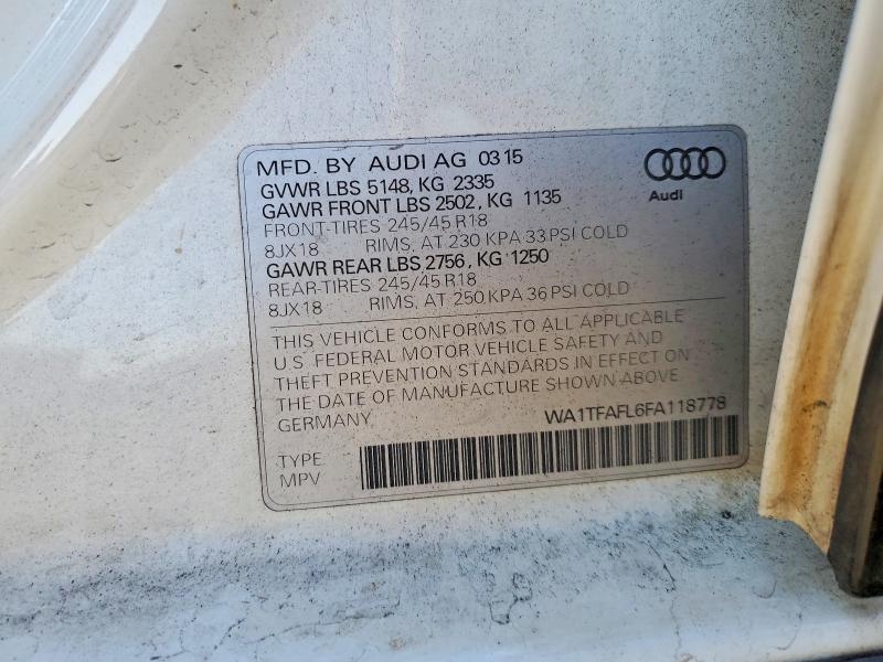 52728616 :رقم المزاد ، WA1TFAFL6FA118778 vin ، 2015 Audi A4 Allroad مزاد بيع