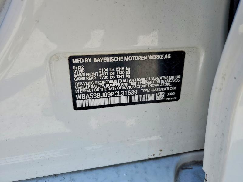 Aukcja sprzedaży 2023 Bmw 540, vin: WBA53BJ09PCL31639, numer aukcji: 53200876
