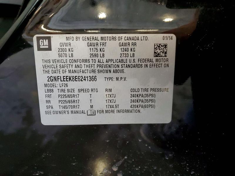 Aukcja sprzedaży 2014 Chevrolet Equinox, vin: 2GNFLEEK8E6241366, numer aukcji: 52354066