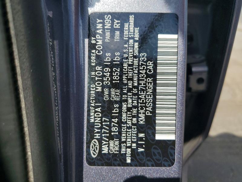 53155456 :رقم المزاد ، KMHCT5AE7HU345733 vin ، 2017 Hyundai Accent مزاد بيع