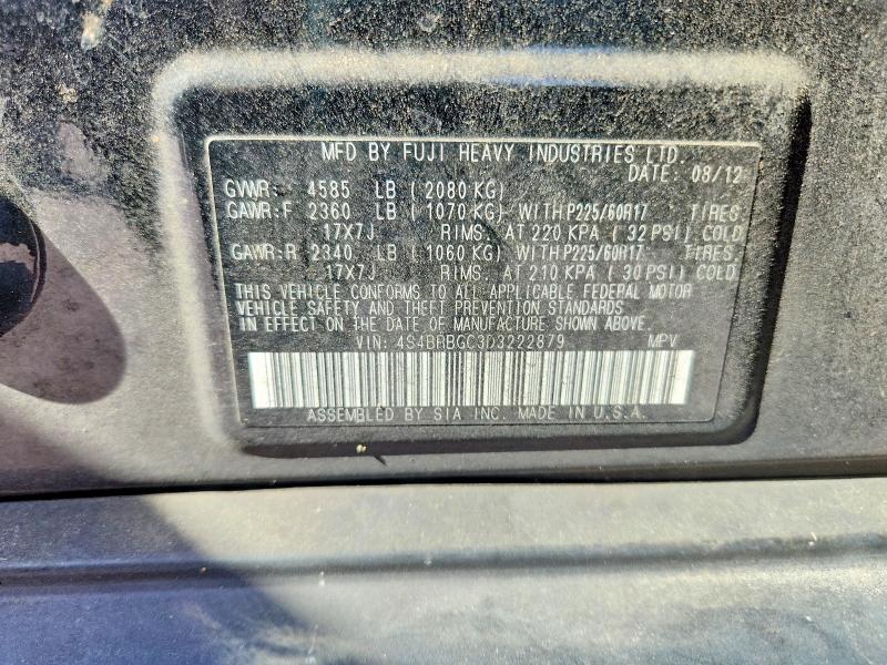 Aukcja sprzedaży 2013 Subaru Outback, vin: 4S4BRBGC3D3222879, numer aukcji: 52876836