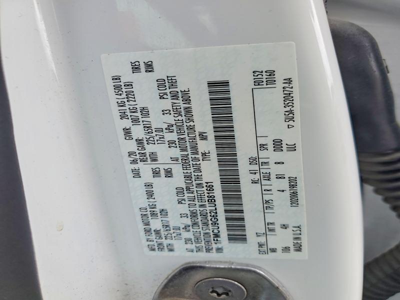 54864636 :رقم المزاد ، 1FMCU9G62LUB81661 vin ، 2020 Ford Escape مزاد بيع