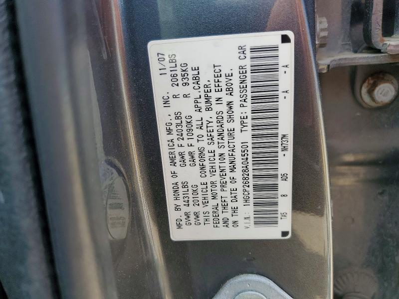 53932996 :رقم المزاد ، 1HGCP26828A045501 vin ، 2008 Honda Accord مزاد بيع