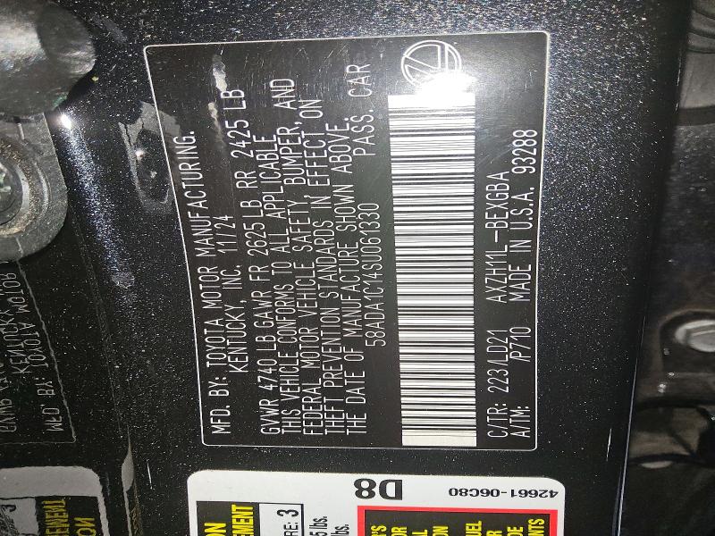 52124886 :رقم المزاد ، 58ADA1C14SU061330 vin ، 2025 Lexus Es 300h مزاد بيع