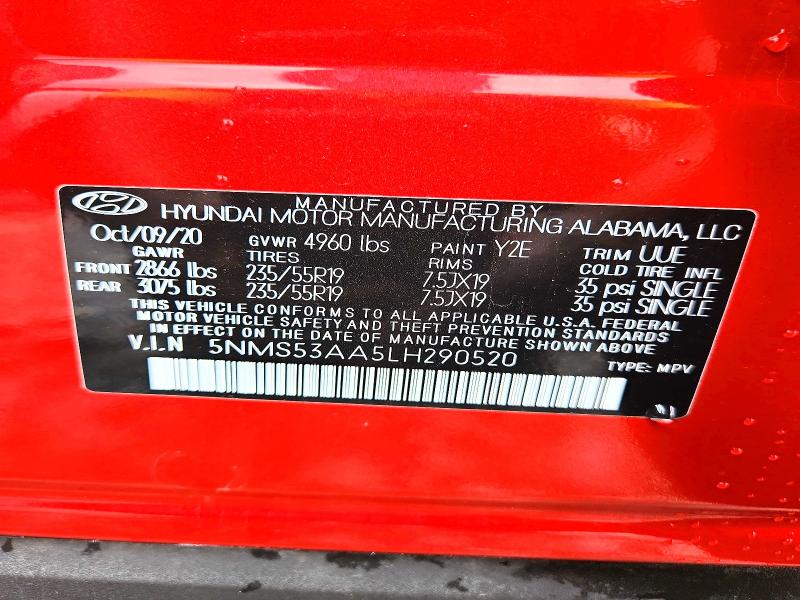 Продаж на аукціоні авто 2020 Hyundai Santa Fe, vin: 5NMS53AA5LH290520, номер лоту: 55170446