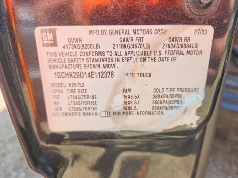 53750476 :رقم المزاد ، 1GCHK29U14E112376 vin ، 2004 Chevrolet Silverado مزاد بيع