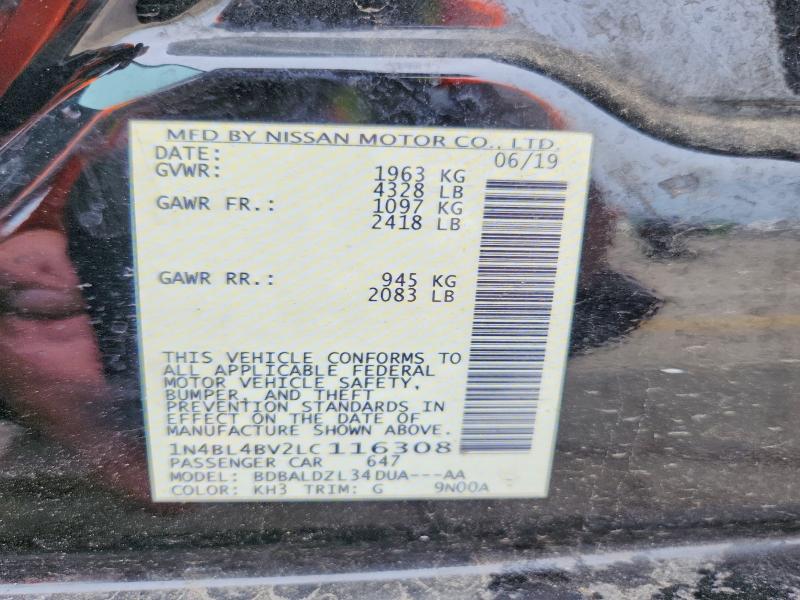 Продаж на аукціоні авто 2020 Nissan Altima, vin: 1N4BL4BV2LC116308, номер лоту: 54792086