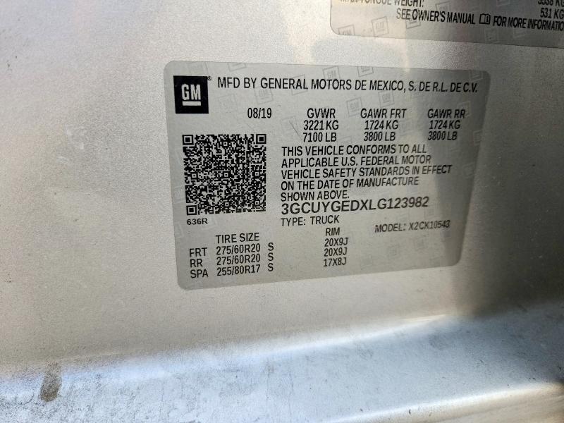 Продажа на аукционе авто 2020 Chevrolet Silverado, vin: 3GCUYGEDXLG123982, номер лота: 54392166