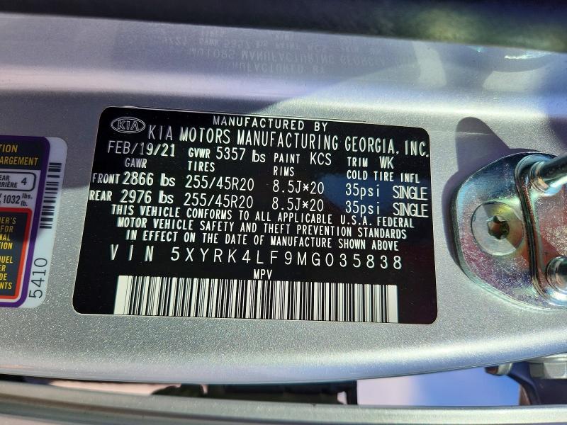 Продаж на аукціоні авто 2021 Kia Sorento, vin: 5XYRK4LF9MG035838, номер лоту: 51878636