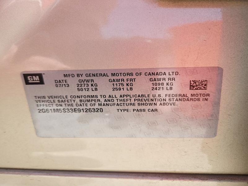 51307706 :رقم المزاد ، 2G61M5S33E9126320 vin ، 2014 Cadillac Xts مزاد بيع