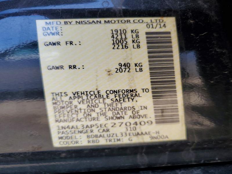 Aukcja sprzedaży 2014 Nissan Altima, vin: 1N4AL3AP5EC270409, numer aukcji: 53138776