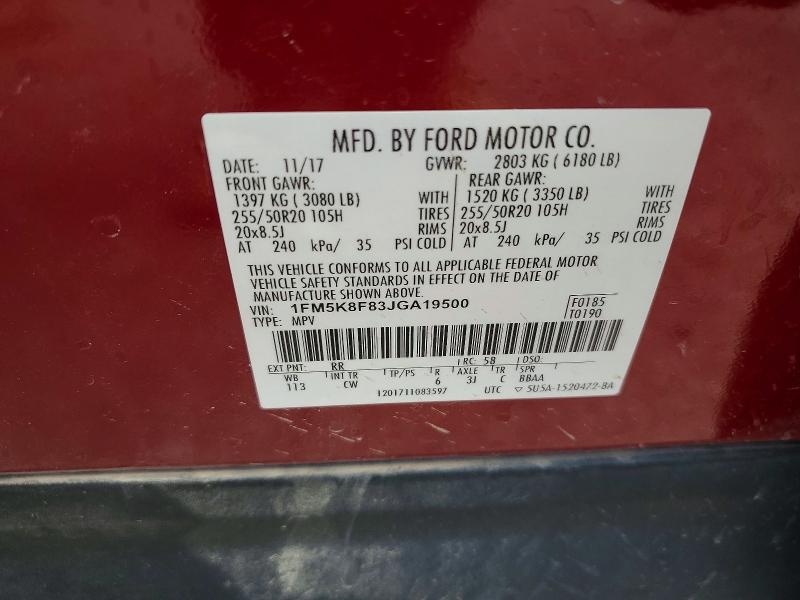 Продаж на аукціоні авто 2018 Ford Explorer, vin: 1FM5K8F83JGA19500, номер лоту: 53339336