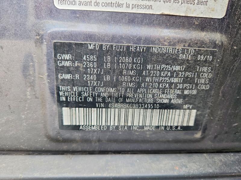 Aukcja sprzedaży 2011 Subaru Outback, vin: 4S4BRBKC3B3349510, numer aukcji: 55009796