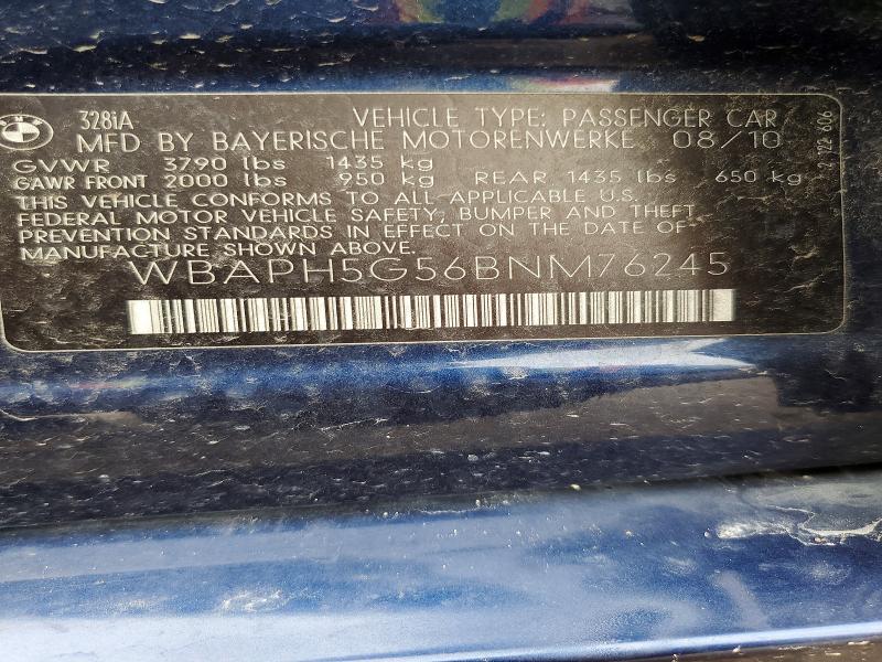 55134176 :رقم المزاد ، WBAPH5G56BNM76245 vin ، 2011 Bmw 328 مزاد بيع