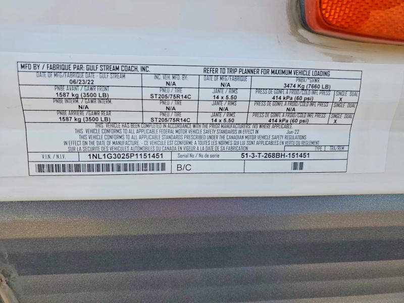 Продаж на аукціоні авто 2023 Gulf Stream 268bh, vin: 1NL1G3025P1151451, номер лоту: 52346906