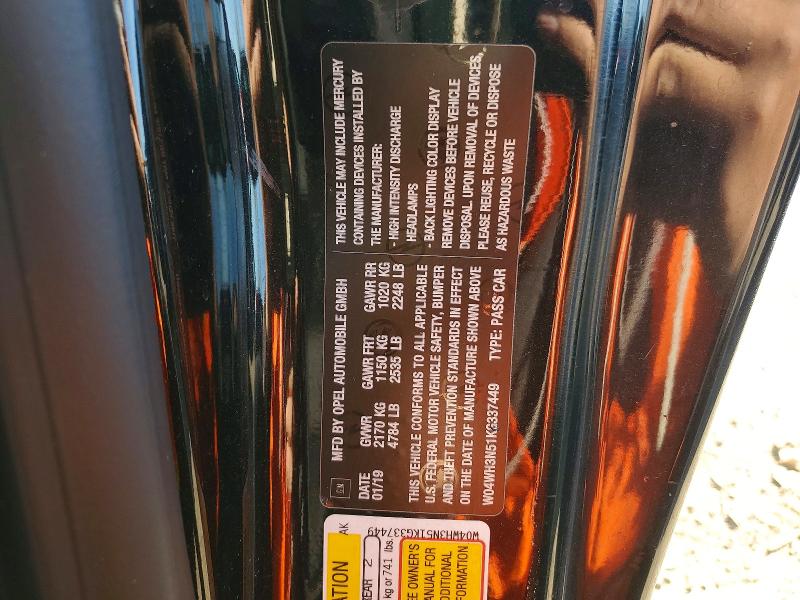 Aukcja sprzedaży 2019 Buick Cascada, vin: W04WH3N51KG337449, numer aukcji: 53441146
