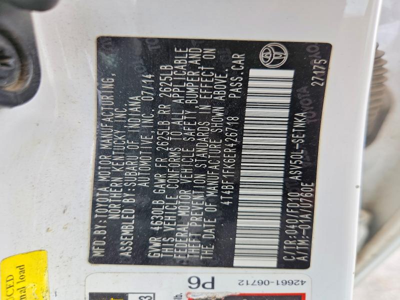53298346 :رقم المزاد ، 4T4BF1FK6ER426718 vin ، 2014 Toyota Camry مزاد بيع