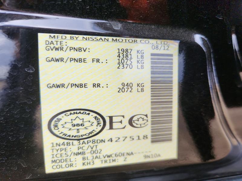 53012446 :رقم المزاد ، 1N4BL3AP8DN427518 vin ، 2013 Nissan Altima مزاد بيع