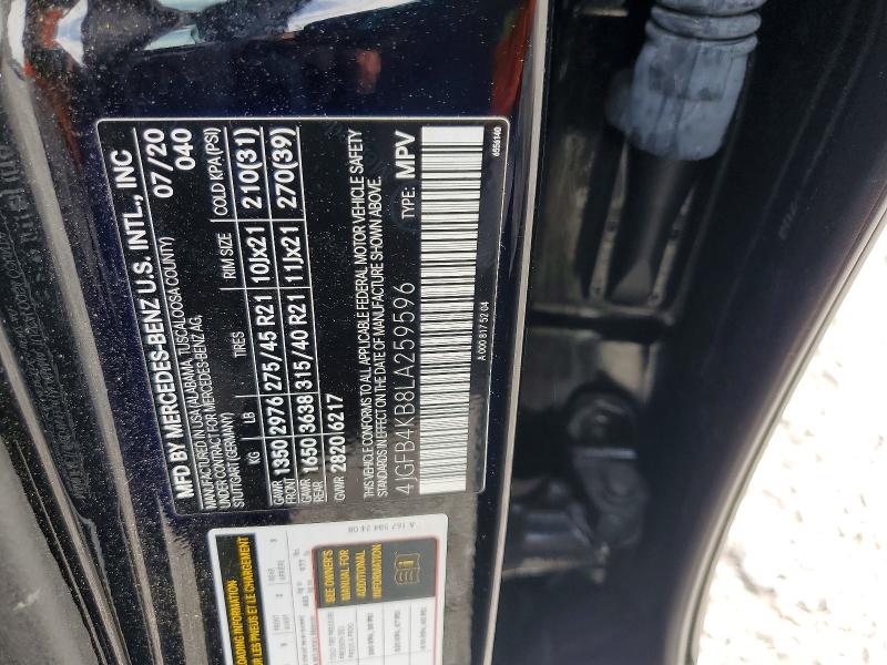 52580746 :رقم المزاد ، 4JGFB4KB8LA259596 vin ، 2020 Mercedes-benz Gle مزاد بيع