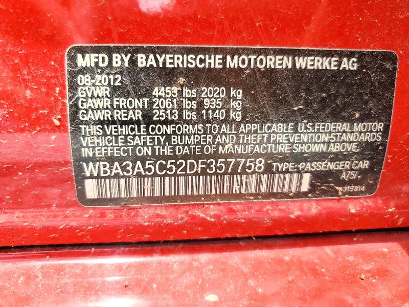 54864716 :رقم المزاد ، WBA3A5C52DF357758 vin ، 2013 Bmw 328 مزاد بيع