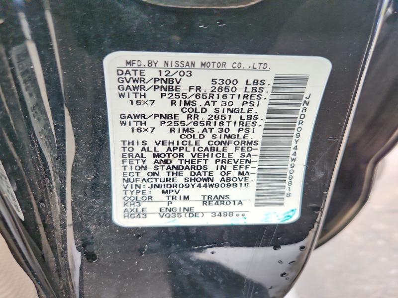2004 Nissan Pathfinder მანქანა იყიდება აუქციონზე, vin: JN8DR09Y44W909818, აუქციონის ნომერი: 55220786