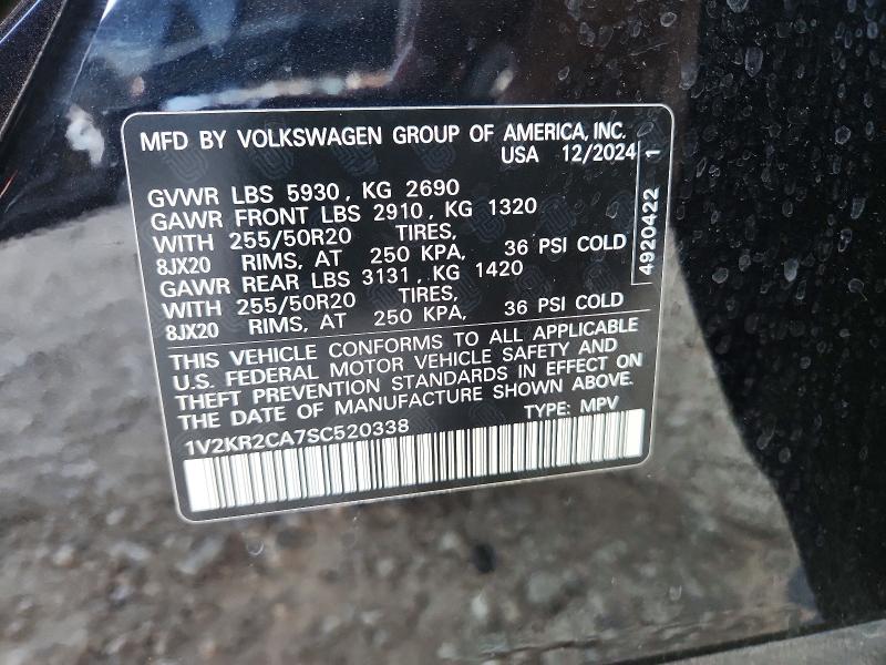 Aukcja sprzedaży 2025 Volkswagen Atlas, vin: 1V2KR2CA7SC520338, numer aukcji: 52262756